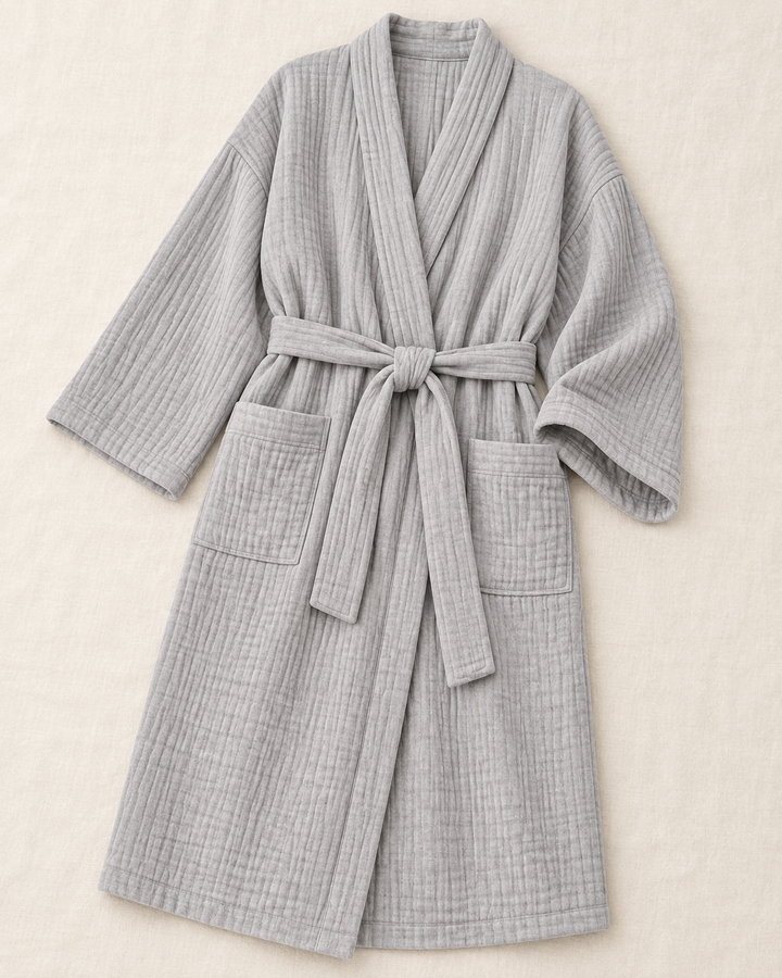 Muslin Cotton Bathrobe for Women, Lightweight 100% Cotton Robe