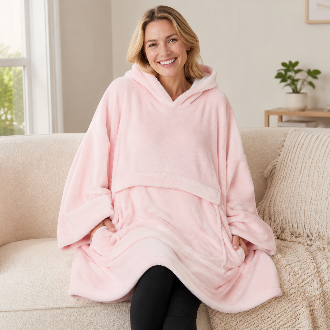 Flannel Sherpa Blanket Hoodie for Women, Oversized and Warm