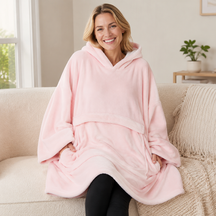 Flannel Sherpa Blanket Hoodie for Women, Oversized and Warm