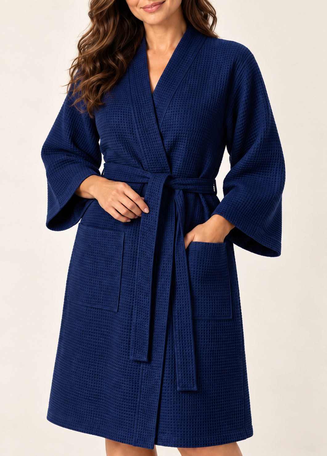 Premium Cotton Blend Waffle Robe for Women, Shawl Collar Wrap