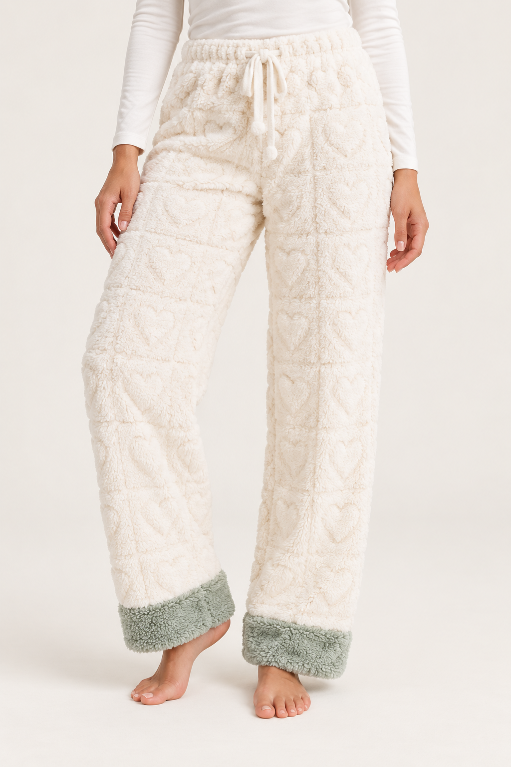 Plaid Fleece Pajama Pants for Women, Coral Fleece Drawstring