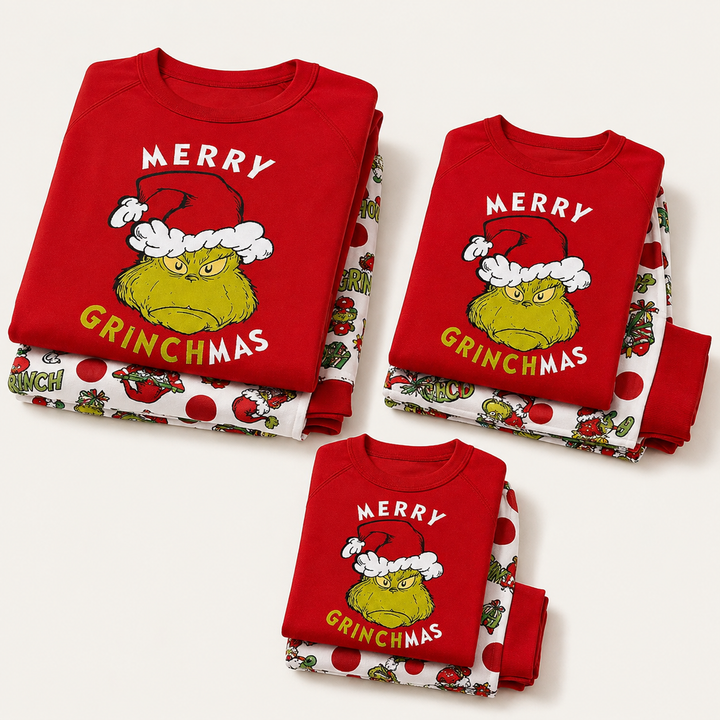 Matching Family Christmas Pajamas - Red Print, Dog Sizes Included