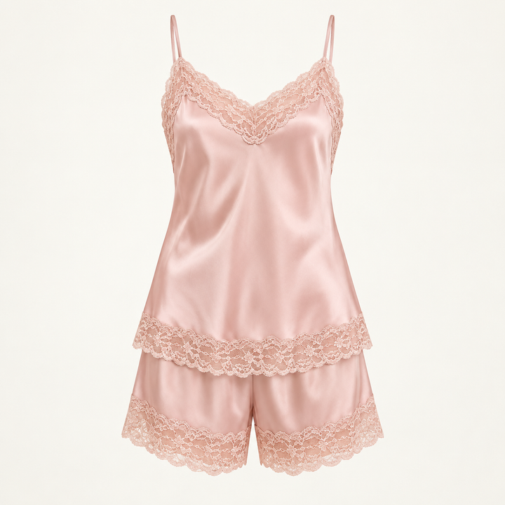 100% Mulberry Silk Pajama Set for Women, Cami and Shorts