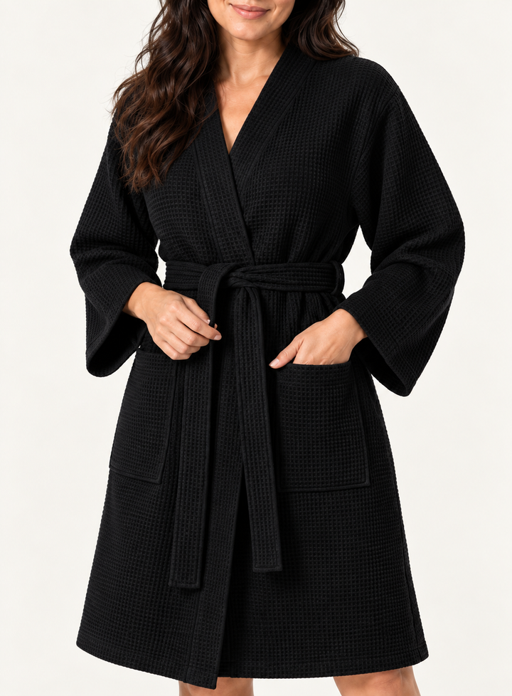 Premium Cotton Blend Waffle Robe for Women, Shawl Collar Wrap