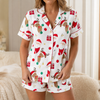 Women's Christmas Pajama Set - Cotton Short Sleeve Top and Shorts