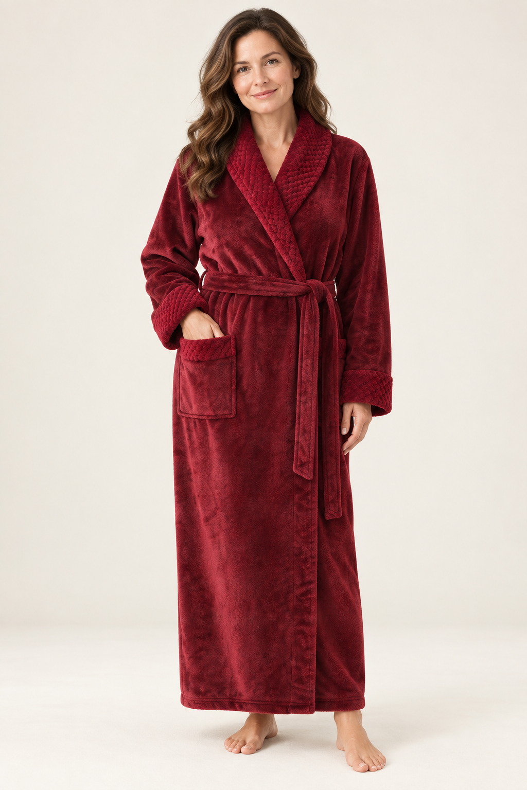 Long Plush Fleece Robe for Women, Cozy and Warm with Pockets