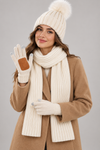 Women's Hat, Scarf & Gloves Set | Knitted 3-Piece Gift Set