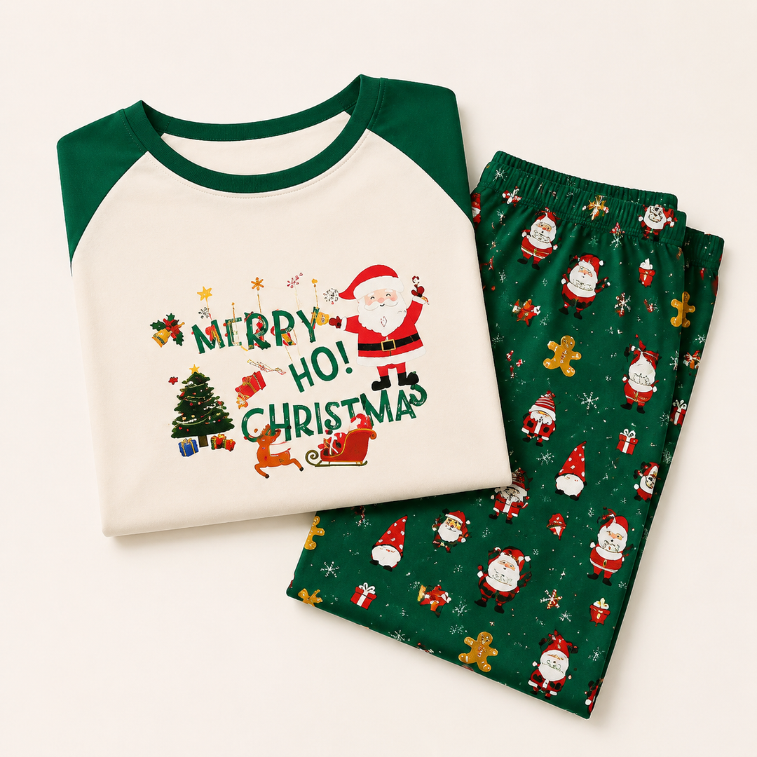 Green Christmas Family Pajamas, Matching Adult and Dog Sets – photo 4