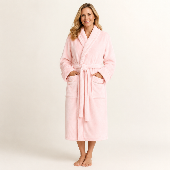 Long Plush Fleece Robe for Women, Cozy and Warm with Pockets