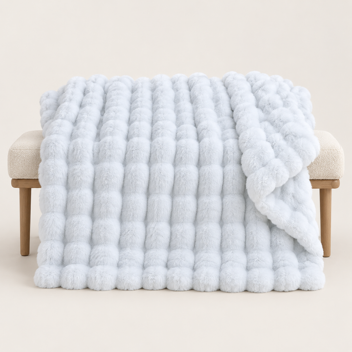 Faux Fur Throw Blanket, Cozy Plush Bubble Fleece 39 x 63 in