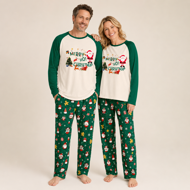Green Christmas Family Pajamas, Matching Adult and Dog Sets