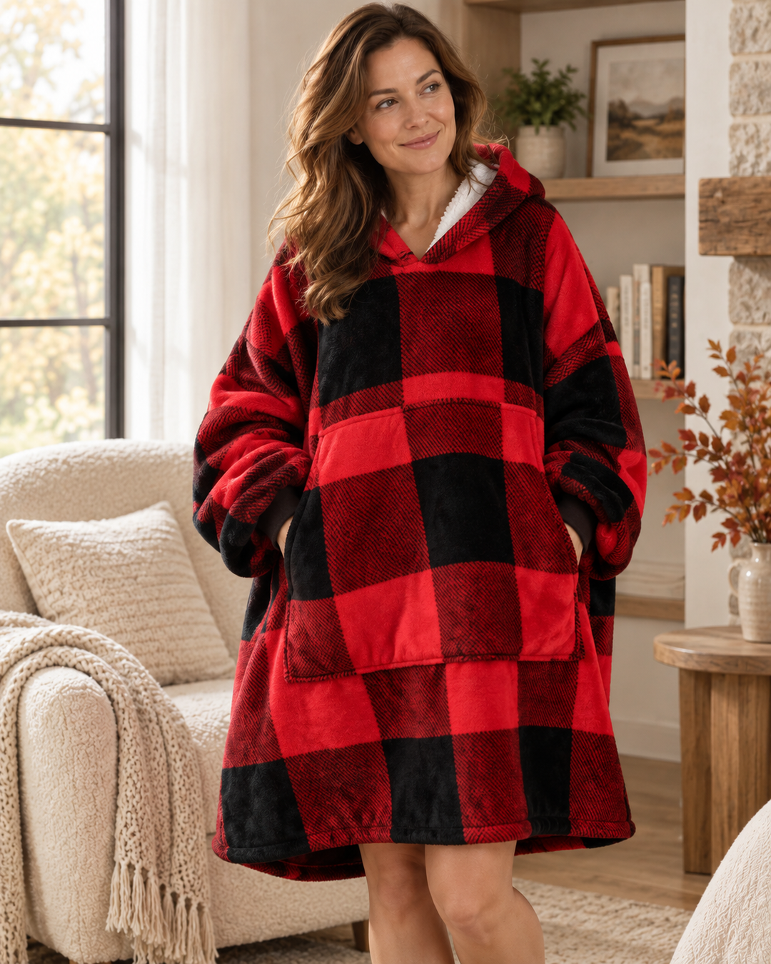 Wearable Blanket Hoodie for Women, Oversized Fleece Pullover