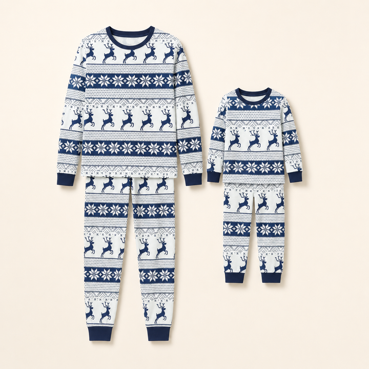 Matching Family Christmas Pajamas - Nordic Reindeer Print