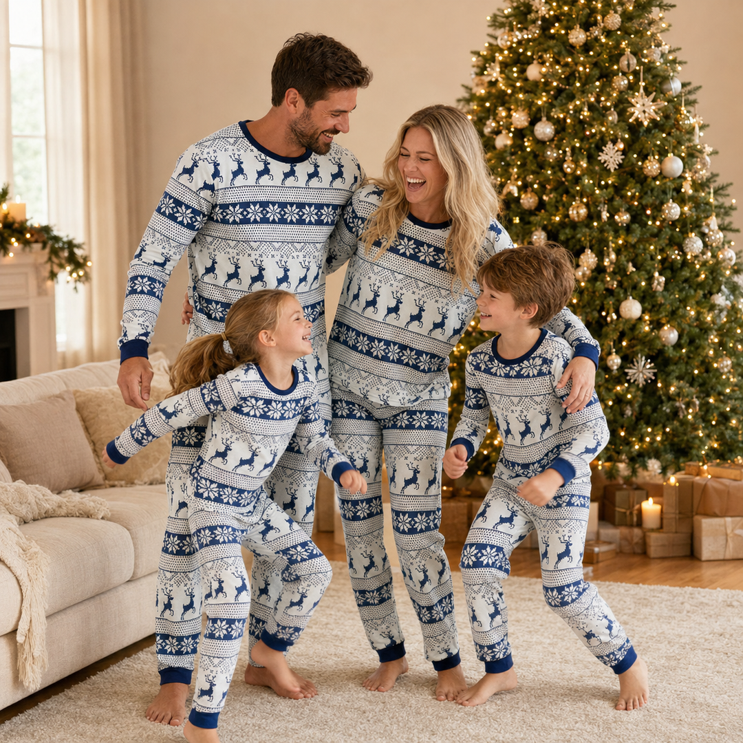 Matching Family Christmas Pajamas - Nordic Reindeer Print