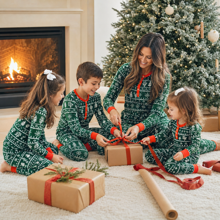 Matching Family Christmas Pajamas - Green Fair Isle