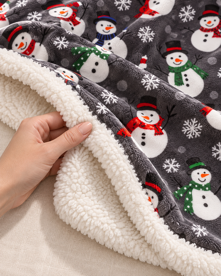 Fleece Christmas Blanket, Red and Green Knitted Stripe Gift