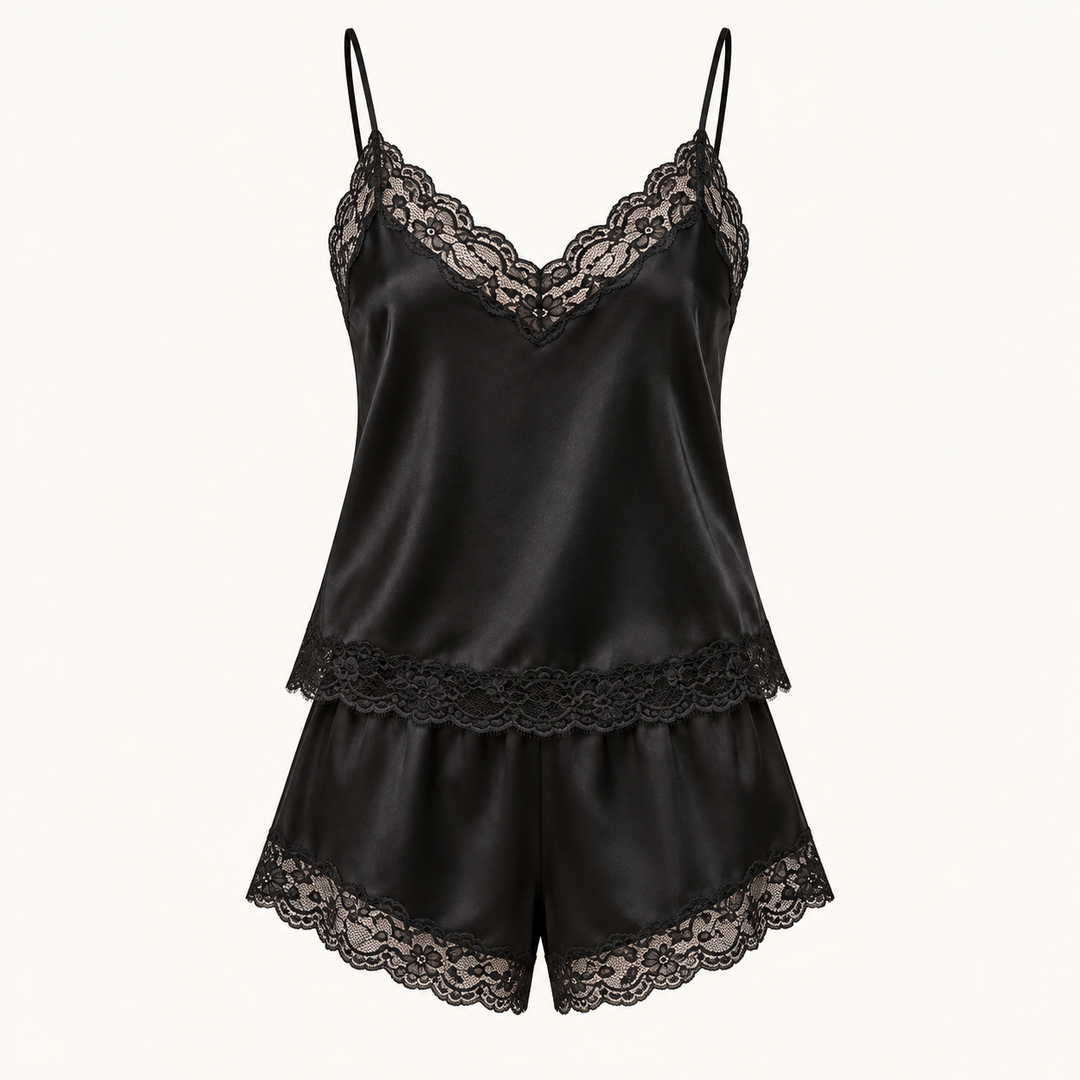 100% Mulberry Silk Pajama Set for Women, Cami and Shorts