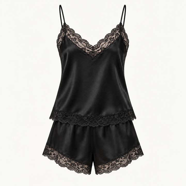 100% Mulberry Silk Pajama Set for Women, Cami and Shorts