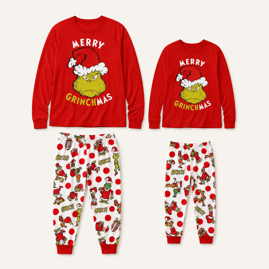 Matching Family Christmas Pajamas - Red Print, Dog Sizes Included