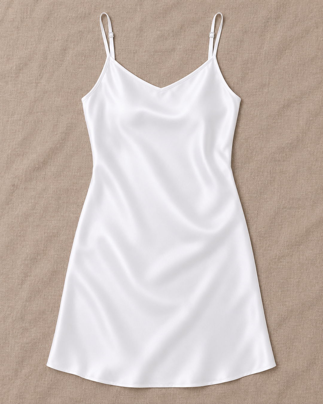 Satin Chemise Slip Nightgown, Adjustable Cami Straps