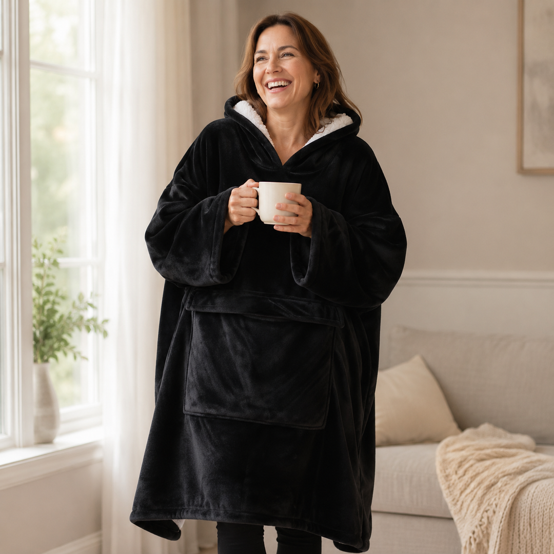 Flannel Sherpa Blanket Hoodie for Women, Oversized and Warm