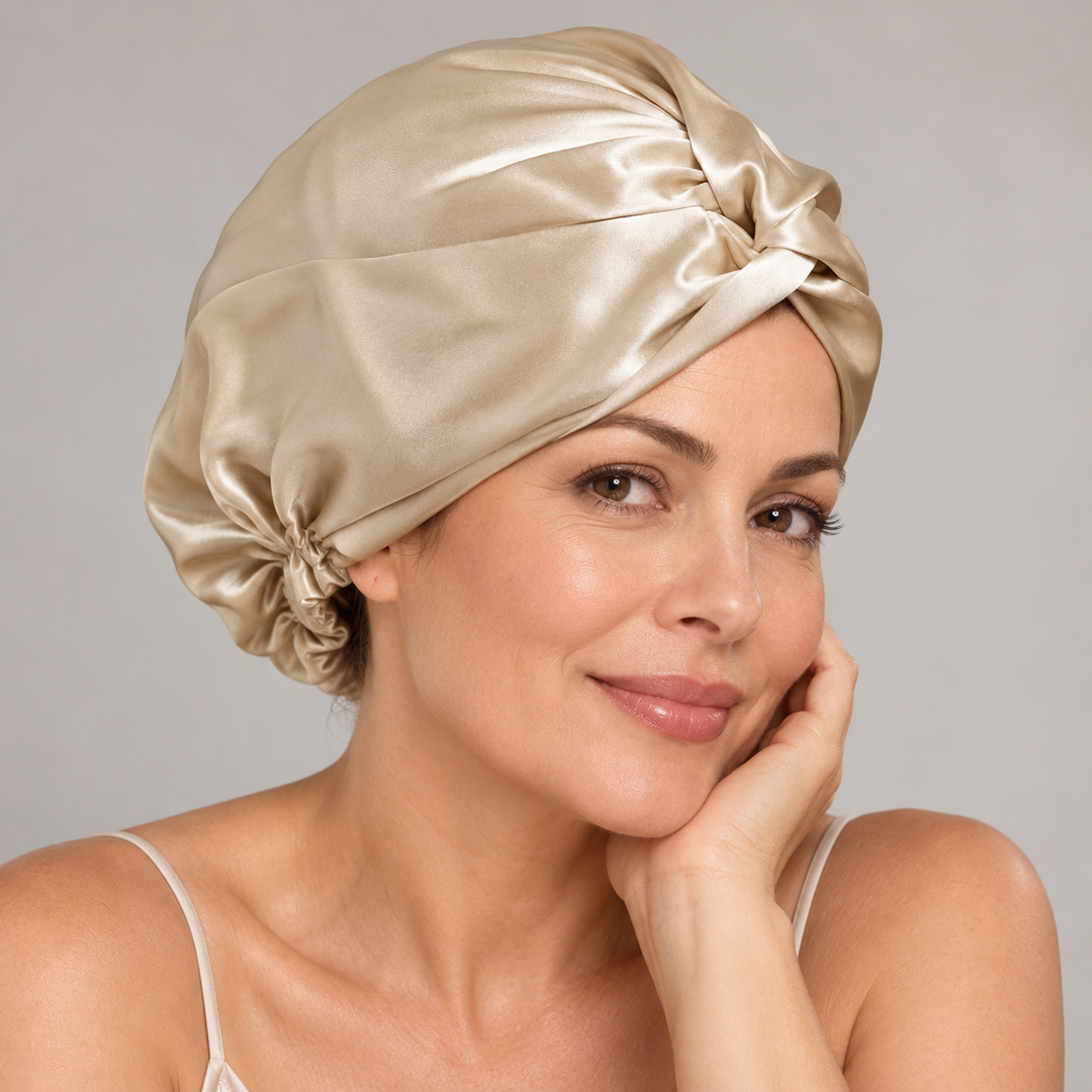 100% Mulberry Silk Sleep Bonnet - Double Layer, 19 Momme