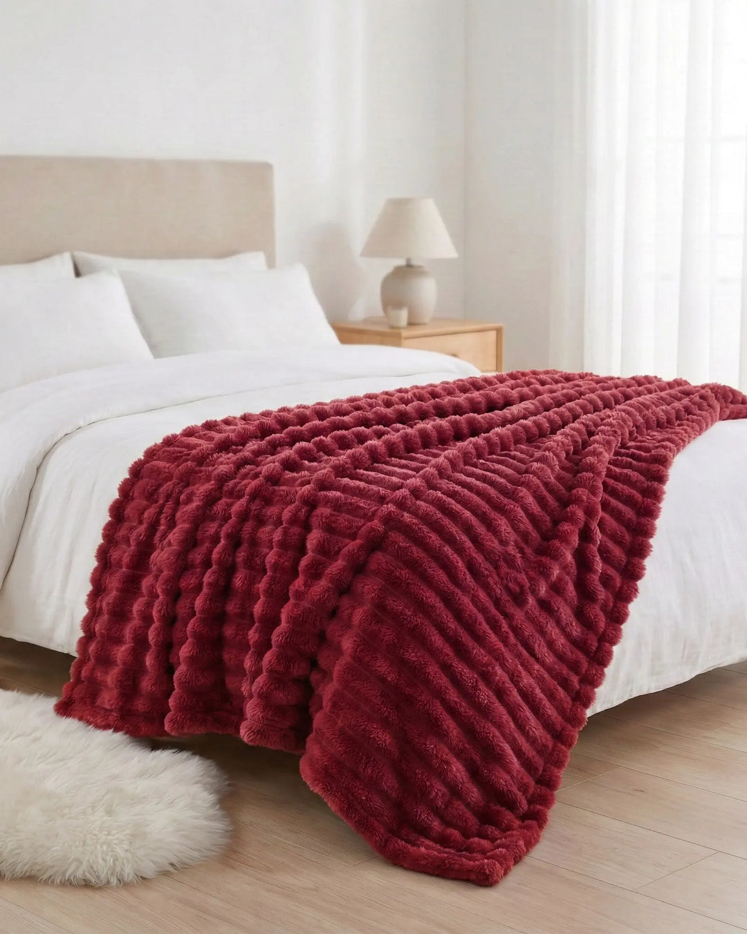 Fleece Throw Blanket, Ribbed Soft Touch