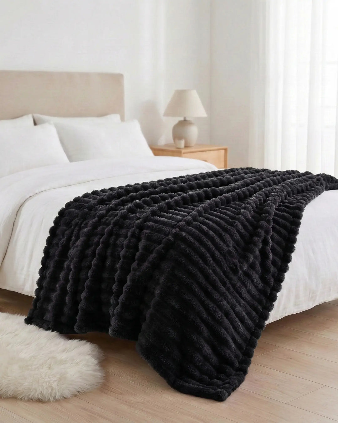 Fleece Throw Blanket, Ribbed Soft Touch