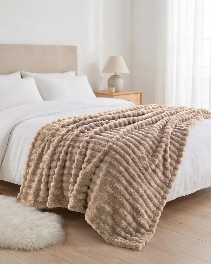 Fleece Throw Blanket, Ribbed Soft Touch