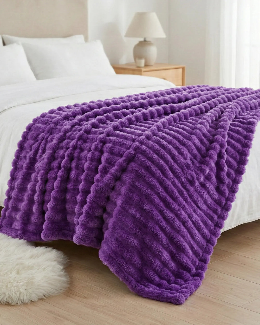 Fleece Throw Blanket, Ribbed Soft Touch