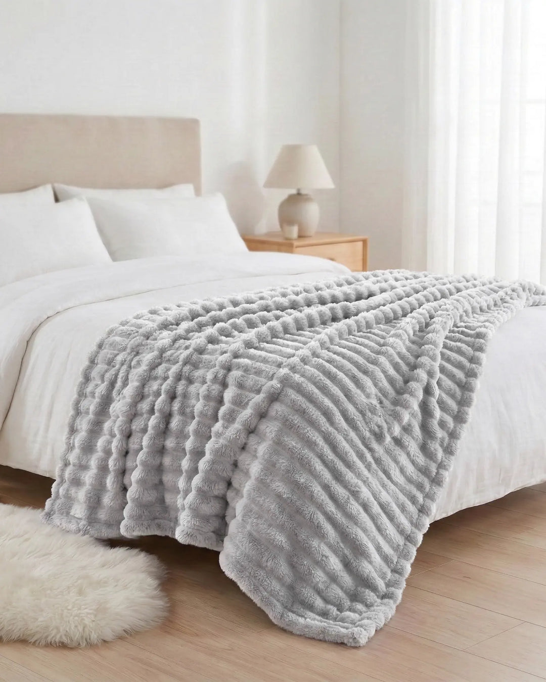 Fleece Throw Blanket, Ribbed Soft Touch