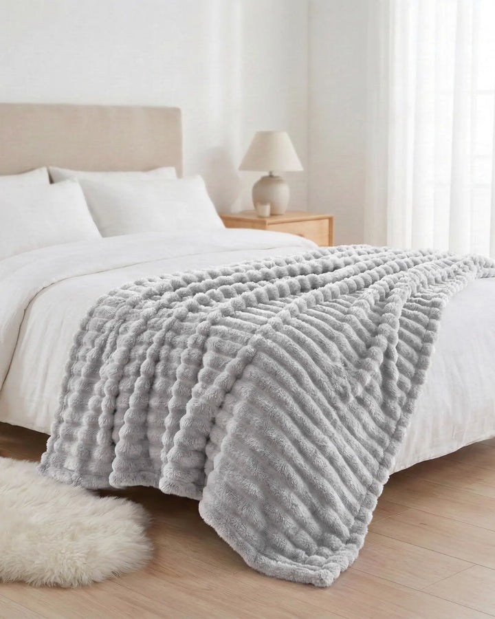 Fleece Throw Blanket, Ribbed Soft Touch
