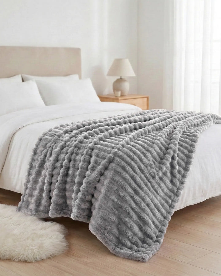 Fleece Throw Blanket, Ribbed Soft Touch