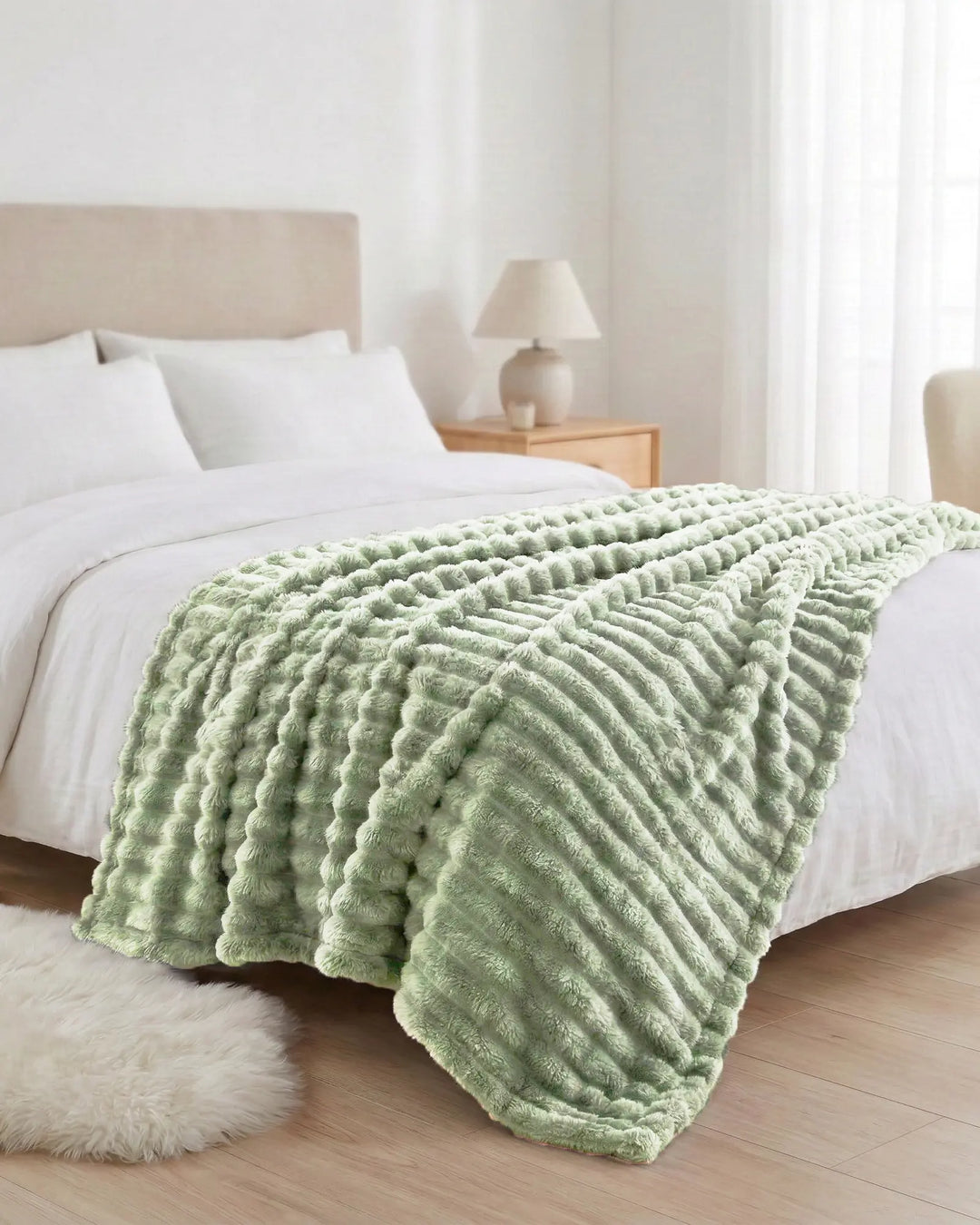 Fleece Throw Blanket, Ribbed Soft Touch