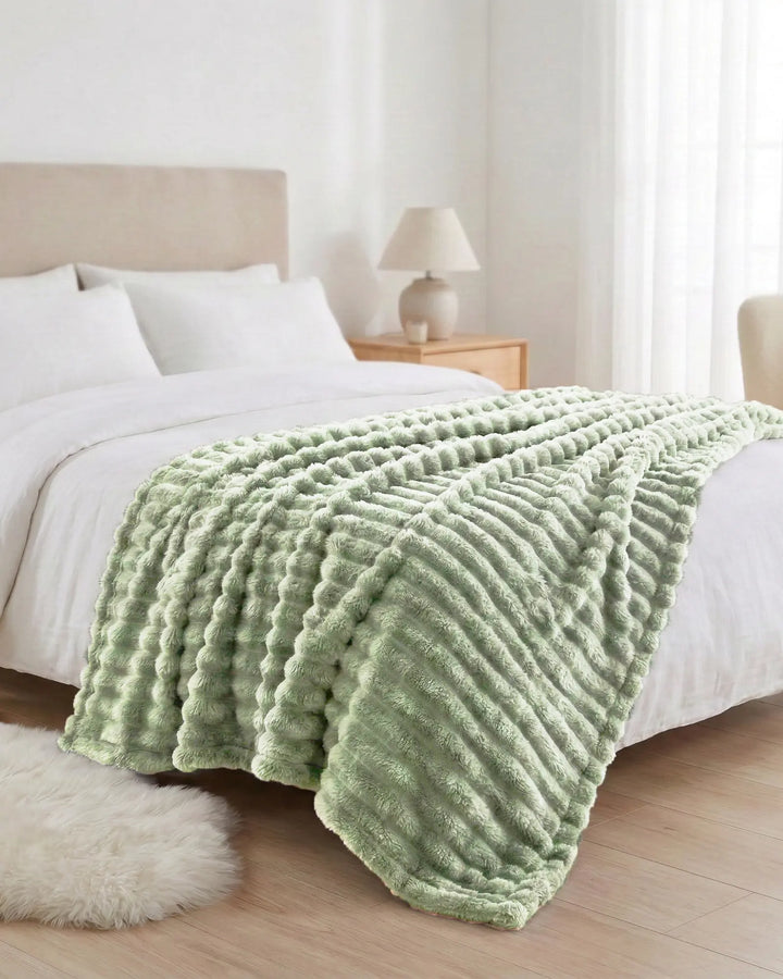 Fleece Throw Blanket, Ribbed Soft Touch