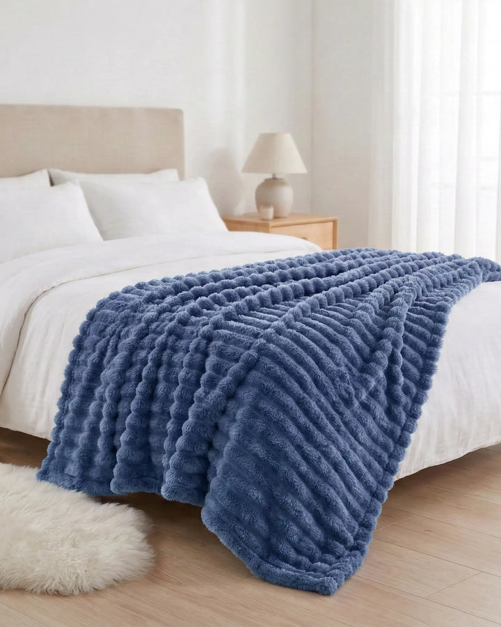 Fleece Throw Blanket, Ribbed Soft Touch