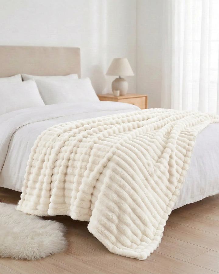 Fleece Throw Blanket, Ribbed Soft Touch