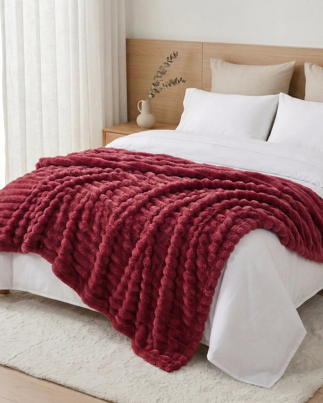 Fleece Throw Blanket, Ribbed Soft Touch