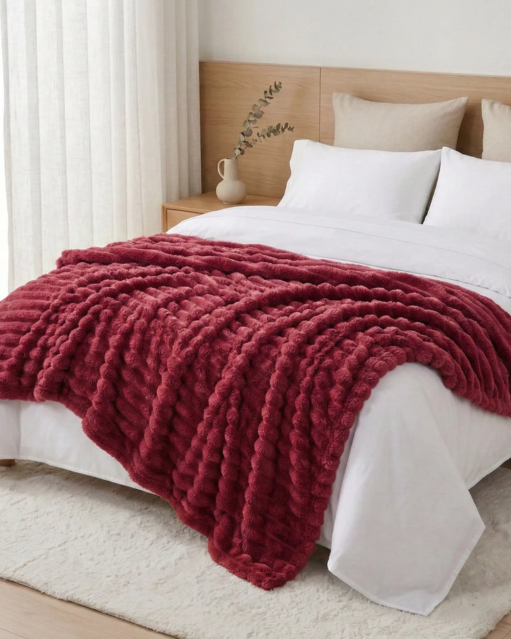 Fleece Throw Blanket, Ribbed Soft Touch