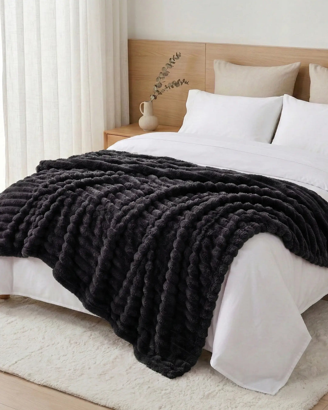 Fleece Throw Blanket, Ribbed Soft Touch