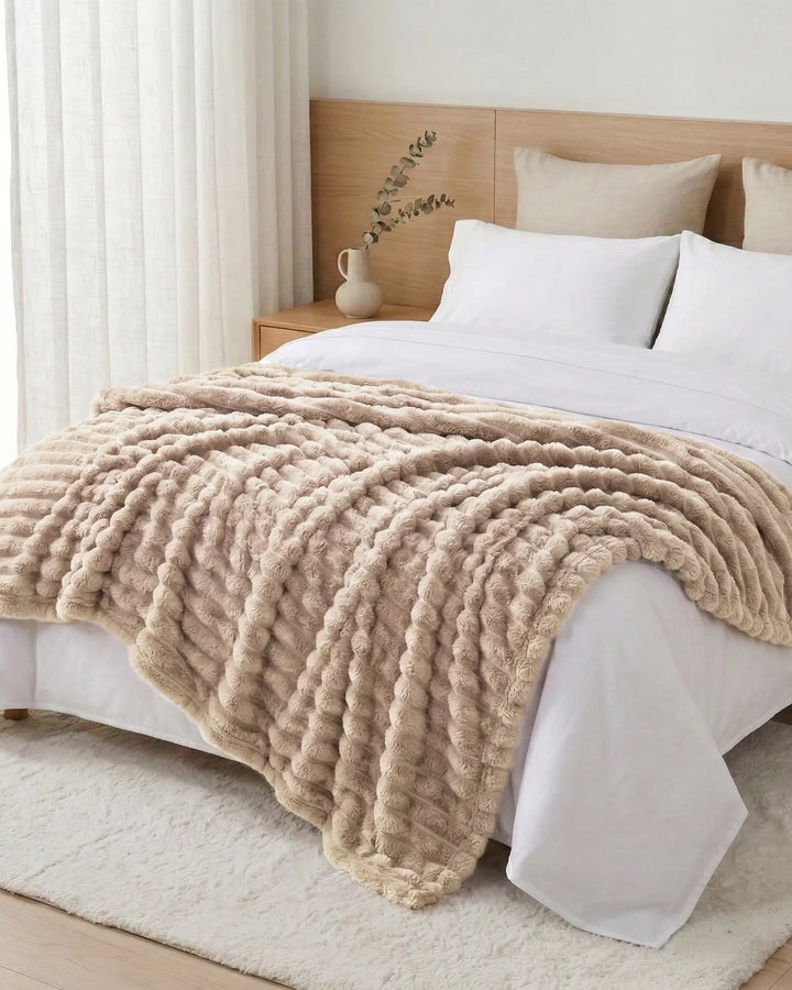 Fleece Throw Blanket, Ribbed Soft Touch