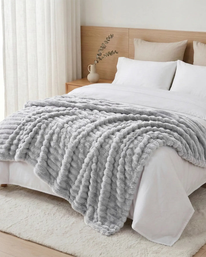 Fleece Throw Blanket, Ribbed Soft Touch
