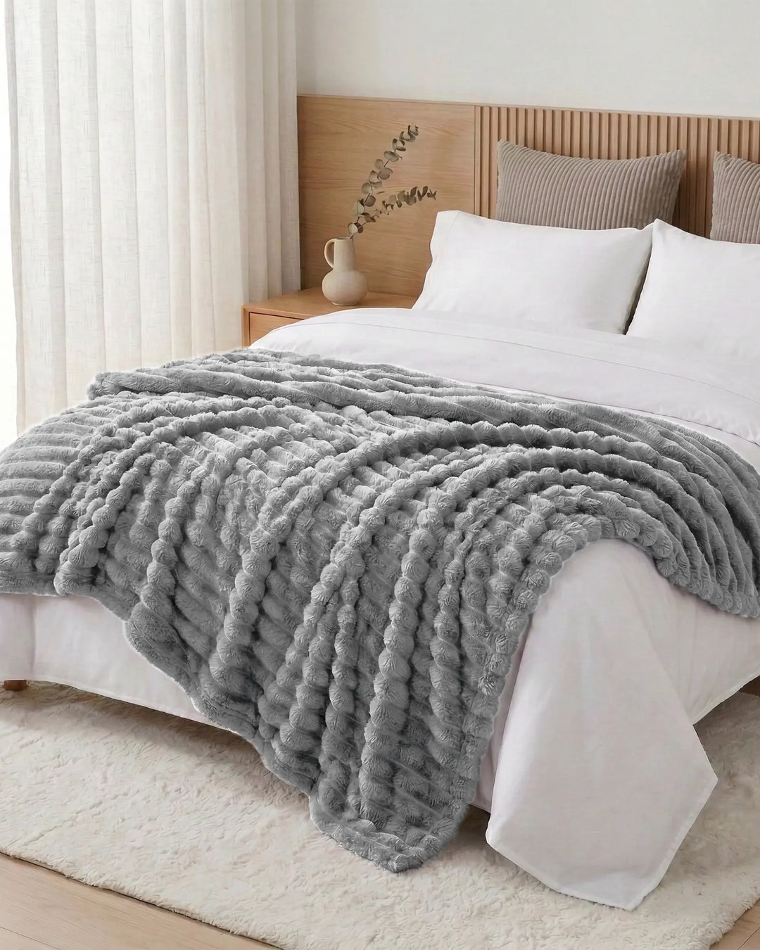 Fleece Throw Blanket, Ribbed Soft Touch