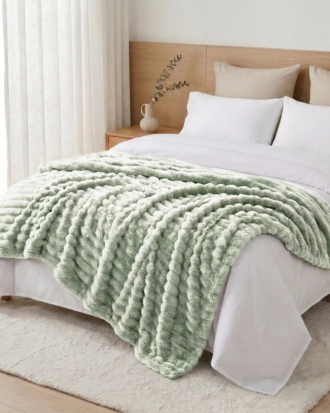 Fleece Throw Blanket, Ribbed Soft Touch