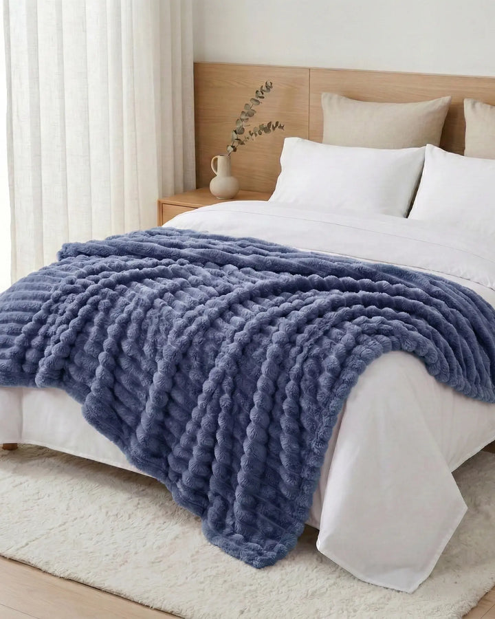 Fleece Throw Blanket, Ribbed Soft Touch