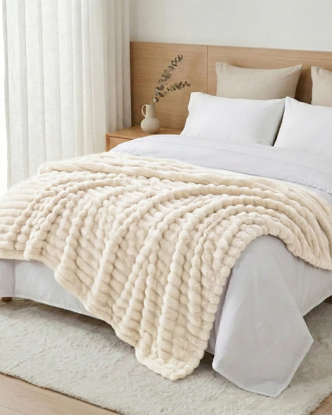 Fleece Throw Blanket, Ribbed Soft Touch
