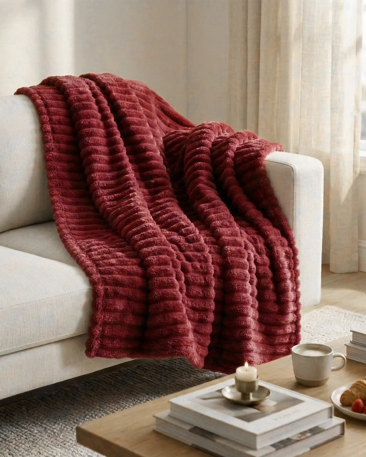 Fleece Throw Blanket, Ribbed Soft Touch