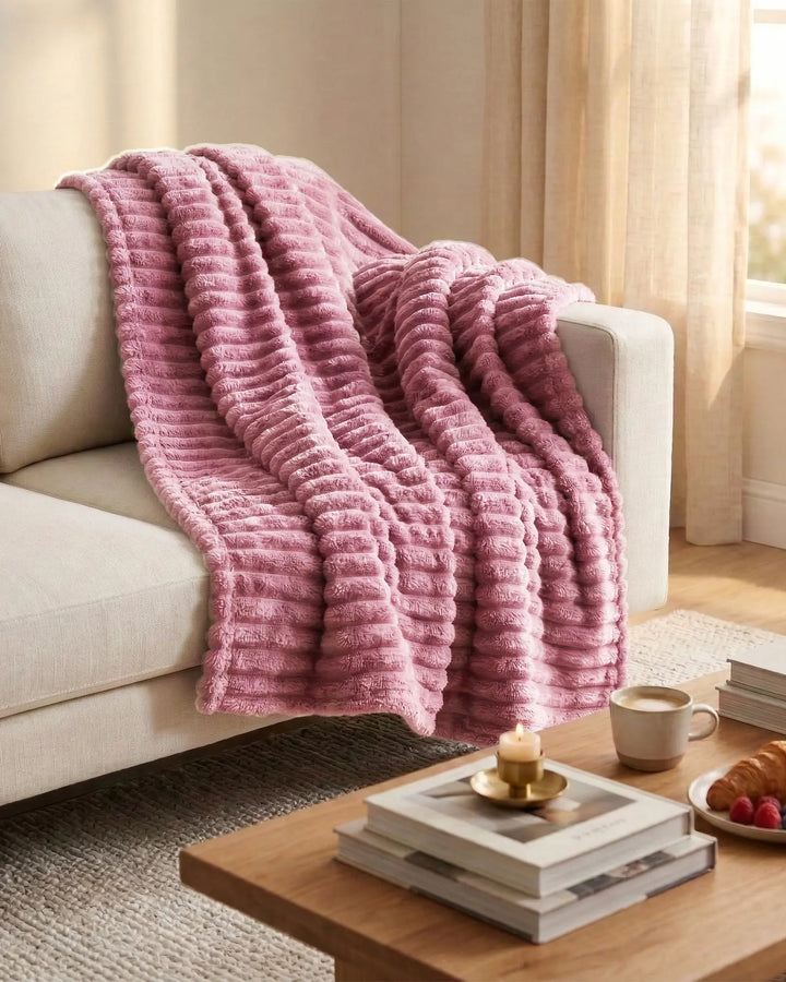 Fleece Throw Blanket, Ribbed Soft Touch