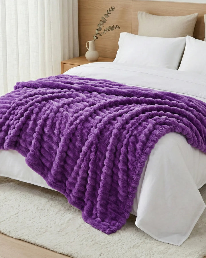 Fleece Throw Blanket, Ribbed Soft Touch
