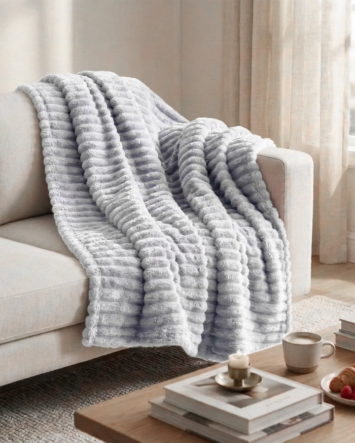 Fleece Throw Blanket, Ribbed Soft Touch